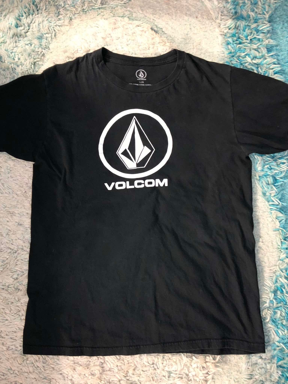 Volcom Black Tee with White Logo Print